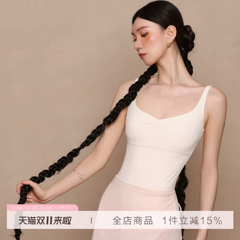 danzbaby芭蕾舞服女吊带形体服成人瑜伽服桃心领简约练功体服B391