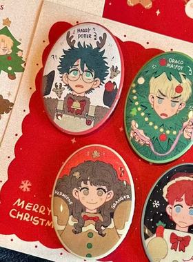 哈利波特 drarry 罗赫 harrypotter自制圣诞椭圆吧唧徽章摆件