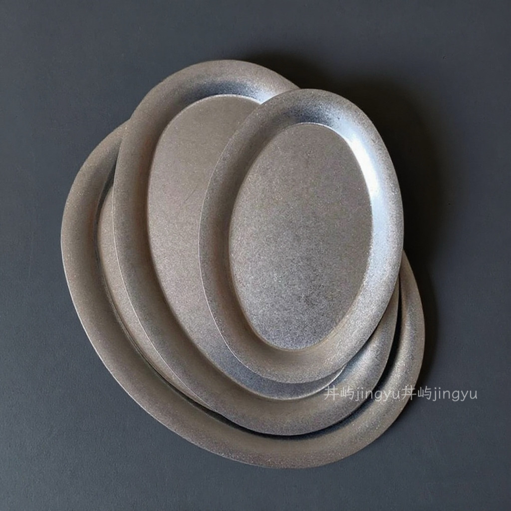 椭圆托盘咖啡厅不锈钢毛巾盘点心蛋糕盘平底bistro餐具简约小吃盘