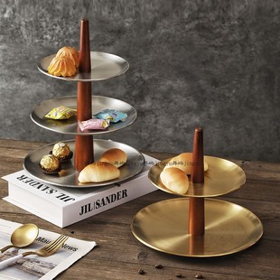 法式中古风收纳盘架零食甜品盘多层糖果盘子前台三层玄关托盘摆件