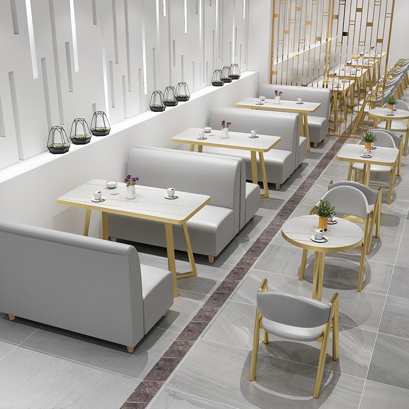 简约清新茶餐厅咖啡厅桌椅组合网红甜品奶茶店汉堡小吃店卡座沙发