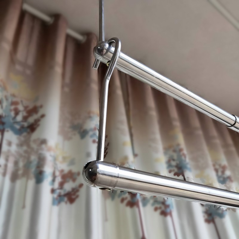 晒被子阳台伸缩晾衣杆不锈钢折叠隐形晾衣架实心挂钩室内家用床单