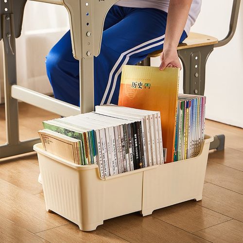 可伸缩书盒塑料课本收纳盒寝室桌下杂物整理盒大号滑轮收衣物玩具