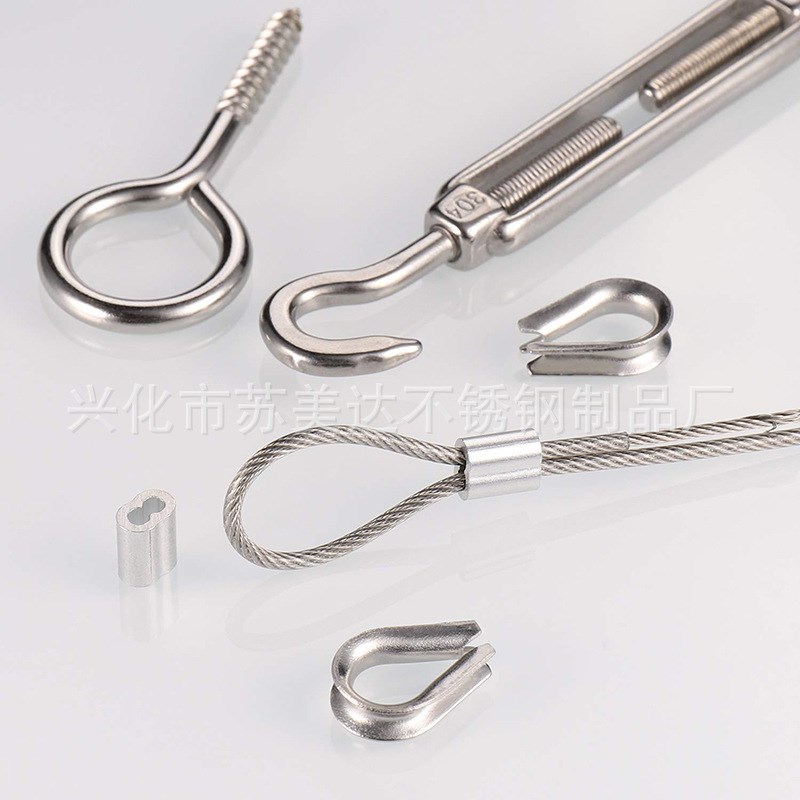 可贴标20米不锈钢包塑钢丝绳户外花园电缆承重悬挂紧绳张紧器套件