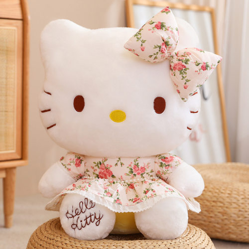正版hellokitty公仔毛绒玩具可爱富贵花kt猫安抚玩偶抱枕生日礼物