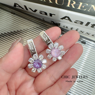 CHIC JEWELRY韩国发饰品迷你精致水钻亮晶晶太阳花鸭嘴夹边夹发夹