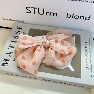 CHIC JEWELRY韩国发饰头饰ins风氛围感蝴蝶结纱面波点弹夹发夹