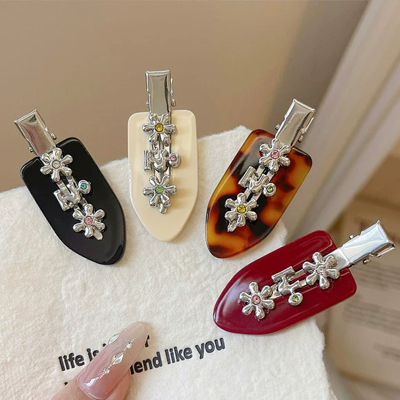 Tagi.发夹小花边夹无痕醋酸简约时尚鸭嘴夹刘海夹可爱发饰头饰女