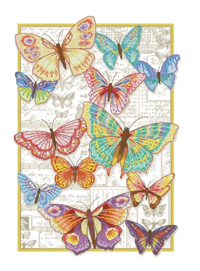 书彩绣坊 十字绣电子图纸r线自配套件无印花-Dim大金蝴蝶70-35338