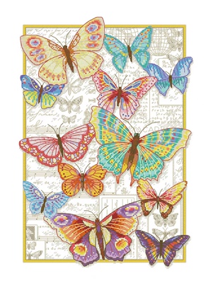 书彩绣坊 十字绣电子图纸r线自配套件无印花-Dim大金蝴蝶70-35338