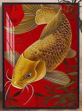 如鱼得水钻石画2025新款客厅金龙鱼招财锦鲤贴钻十字绣带框砖石绣