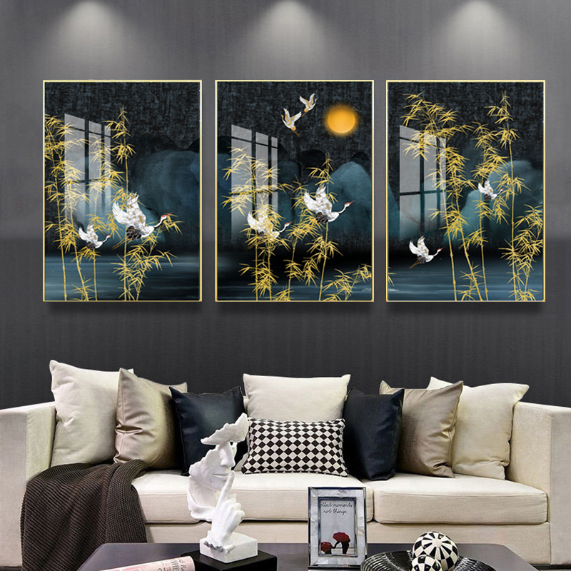 钻石画2025年新款满钻三联画发财鹤客厅珠绣点贴砖水晶十字绣2025