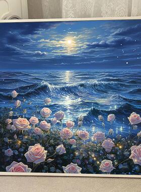 日落花海数字油画diy填色画油彩风景2025新款手工装饰手绘丙烯画
