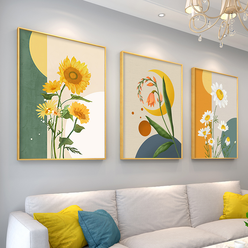 钻石画满钻客厅三联画向日葵点贴砖5d带框的十字绣小花2025新款绣