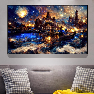 世界名画钻石画2025新款梵高星空风景手工5d点贴钻十字绣客厅满钻