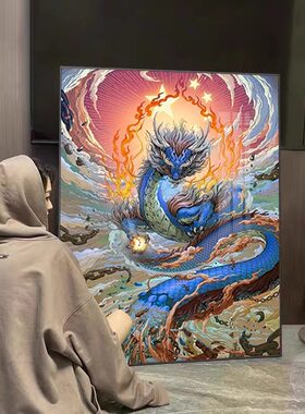山海经祥瑞神兽麒麟十字绣2025新款高级感钻石画手工点贴5d高难度