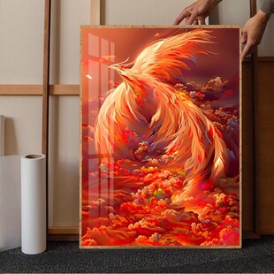 火凤凰钻石画2025新款客厅浴火重生高颜值十字绣水钻砖石贴画带框