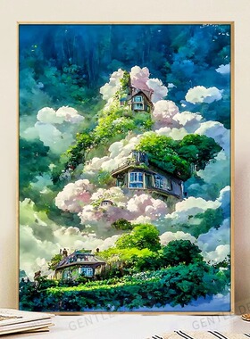 绿野仙踪卡通治愈风景数字油画