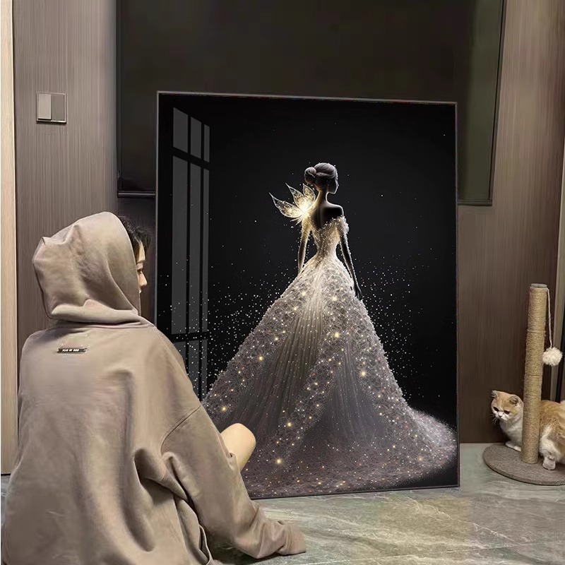 唯美水晶婚纱钻石画2023新款轻奢高颜值十字绣水钻手工点贴钻带框