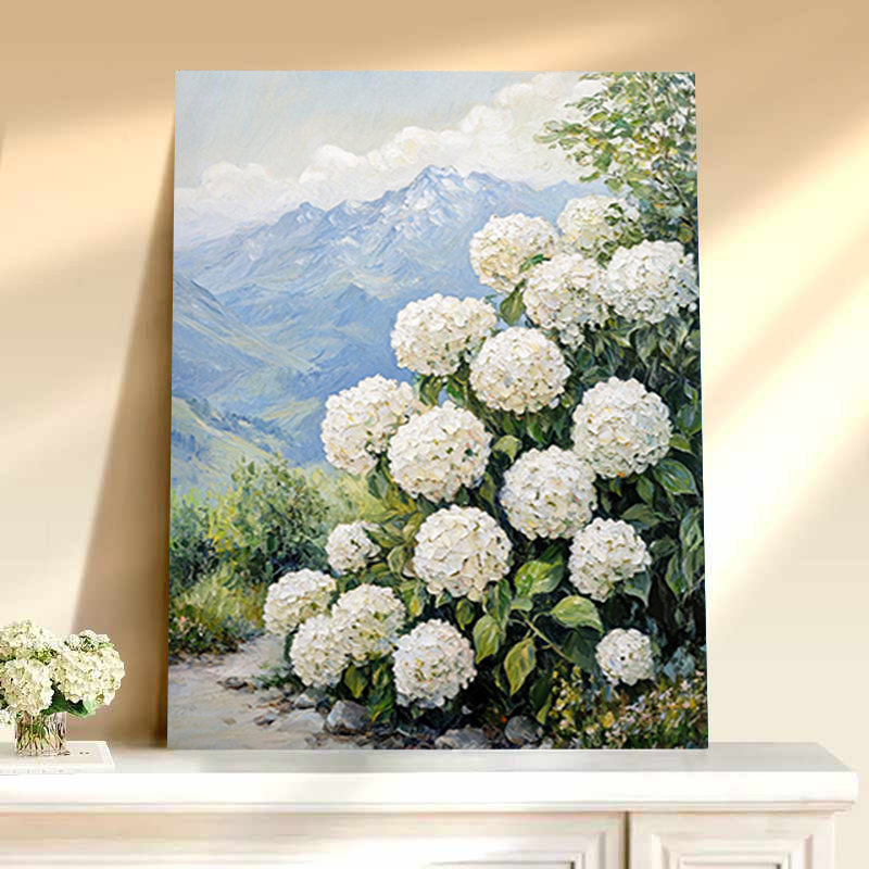diy数字油画绣球花卉手工填充填色治愈油彩客厅卧室丙烯装饰画图片