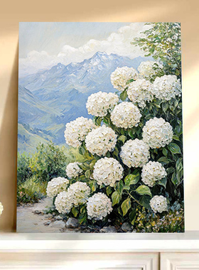 diy数字油画绣球花卉手工填充填色治愈油彩客厅卧室丙烯装饰画