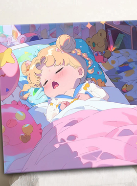 熟睡夜晚diy数字油画美少