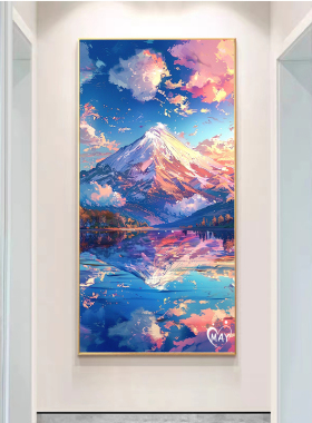 七彩山风景数字油画diy填