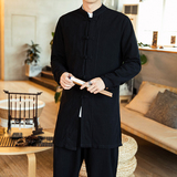 秋季风长袖衬衫棉麻盘扣衬衣立领唐装复古上衣服寸衣8820/P65，男装衬衫，电商B275