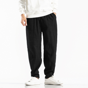 秋季大码阔腿裤男哈伦裤中国风休闲提花棉麻裤6020-1/K356/p60，男装休闲裤，电商B275