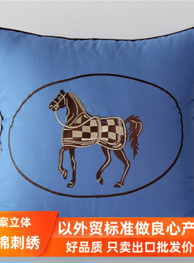 美式奢华纯棉刺绣抱枕套不含芯正方形北欧风客厅床头沙发靠枕靠垫