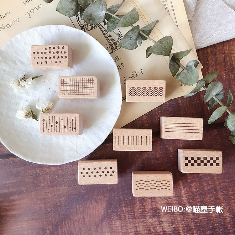 喵屋原创几何基础款波点线条波浪线斑驳打底图案木制手帐手账印章在类目 电子词典/电纸书/文化用品, 日常学习用品, 学生用印中 - 来自Buy2taobao.com提供专业的淘宝代购服务