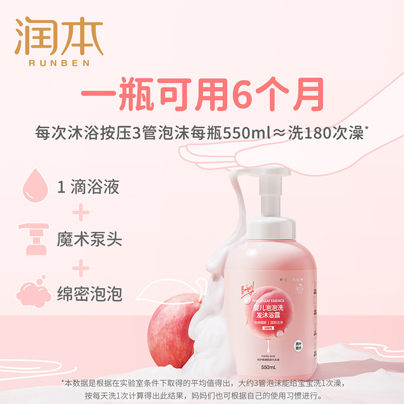 润本儿童泡泡天然洗护550ml