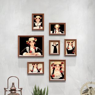 卧室玄关儿童房间小墙面照片墙实木相框 免打孔免费冲印相片设计