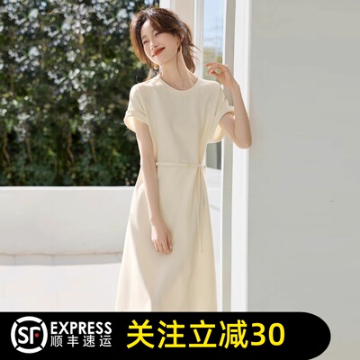 正品哥家官方2026夏季新款气质国风短袖连衣裙女休闲中长裙子