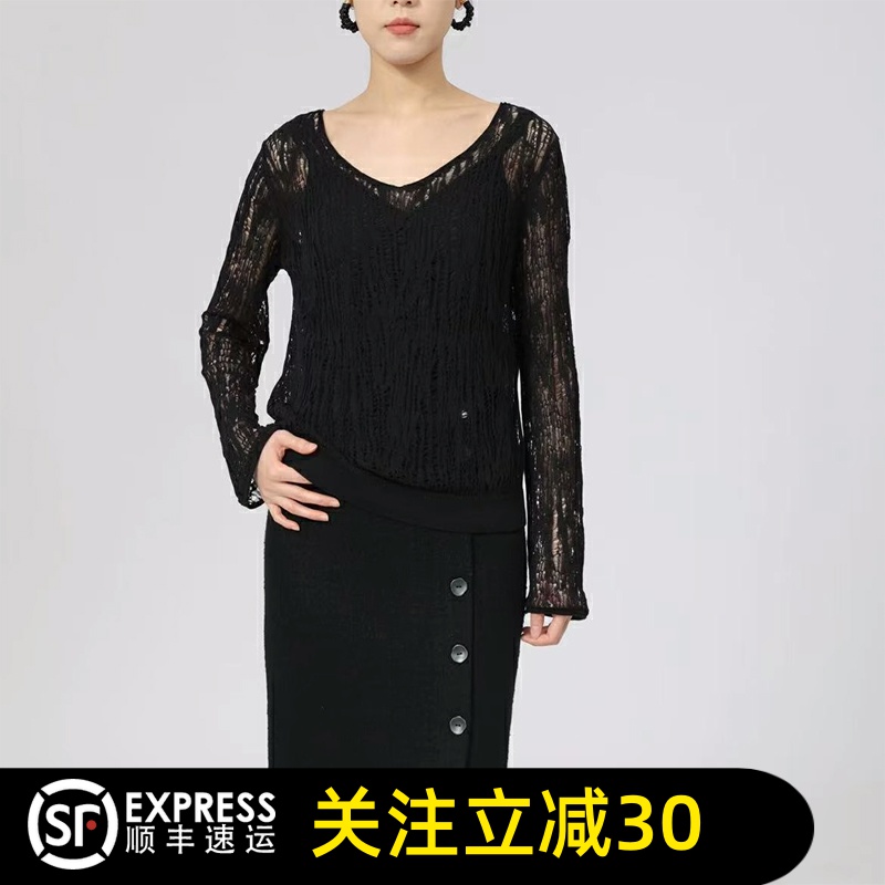 哥弟清仓官方2025新款早春时尚休闲气质百搭优雅百搭镂空上衣