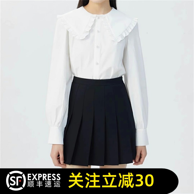 哥弟清仓官方2025春秋季新款娃娃领休闲长袖减龄甜美宽松衬衫