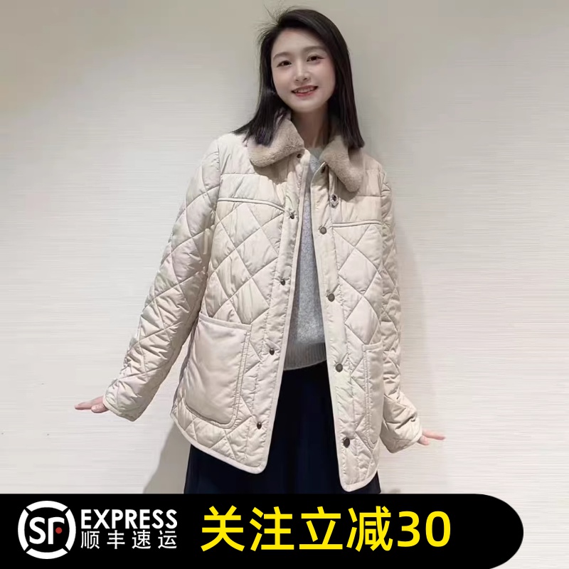 哥弟清仓官方2025春秋季新款时尚宽松百搭口袋毛领保暖棉服女