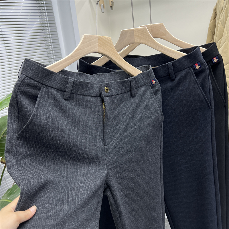 羊毛混纺商务通勤修身直筒休闲裤