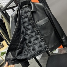 90白鸭绒~可拆内胆！琎口绵羊皮冬季男士休闲翻领真皮皮衣羽绒服