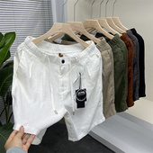 100亚麻短裤 夏季 短裤 意式 纯色直筒五分裤 高奢 男士 原8300 新款