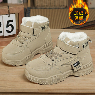 儿童棉鞋男女童加绒运动鞋冬季新款加厚雪地靴大棉二棉高帮跑步鞋