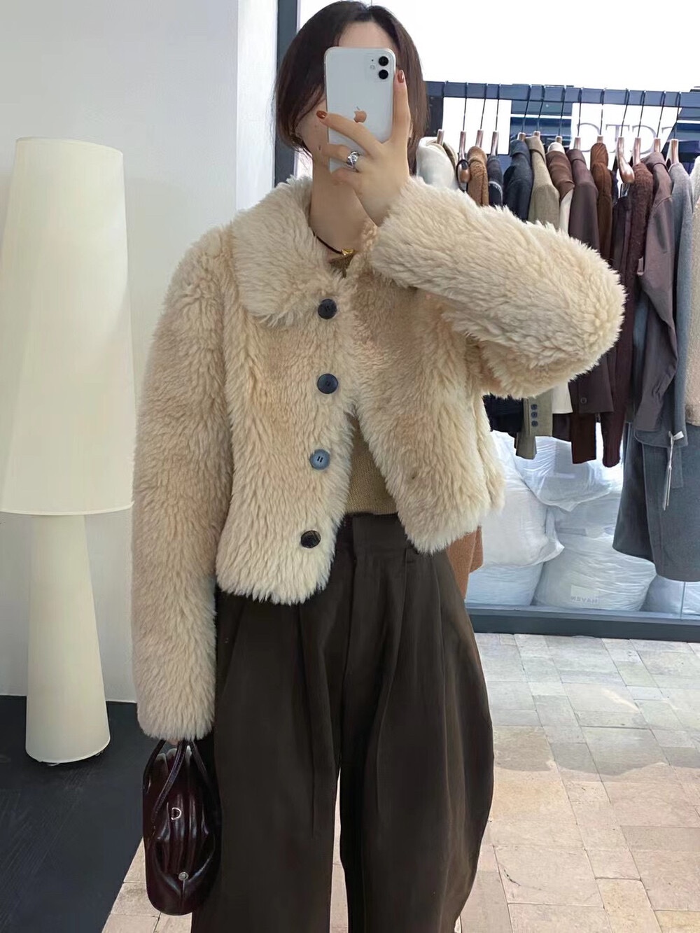 冬新品复古女加厚百搭保暖杭州新意法羊羔毛绒短外套女韩韩系露丝