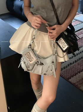 咔咔家潮酷机车包女式褶皱腋下包