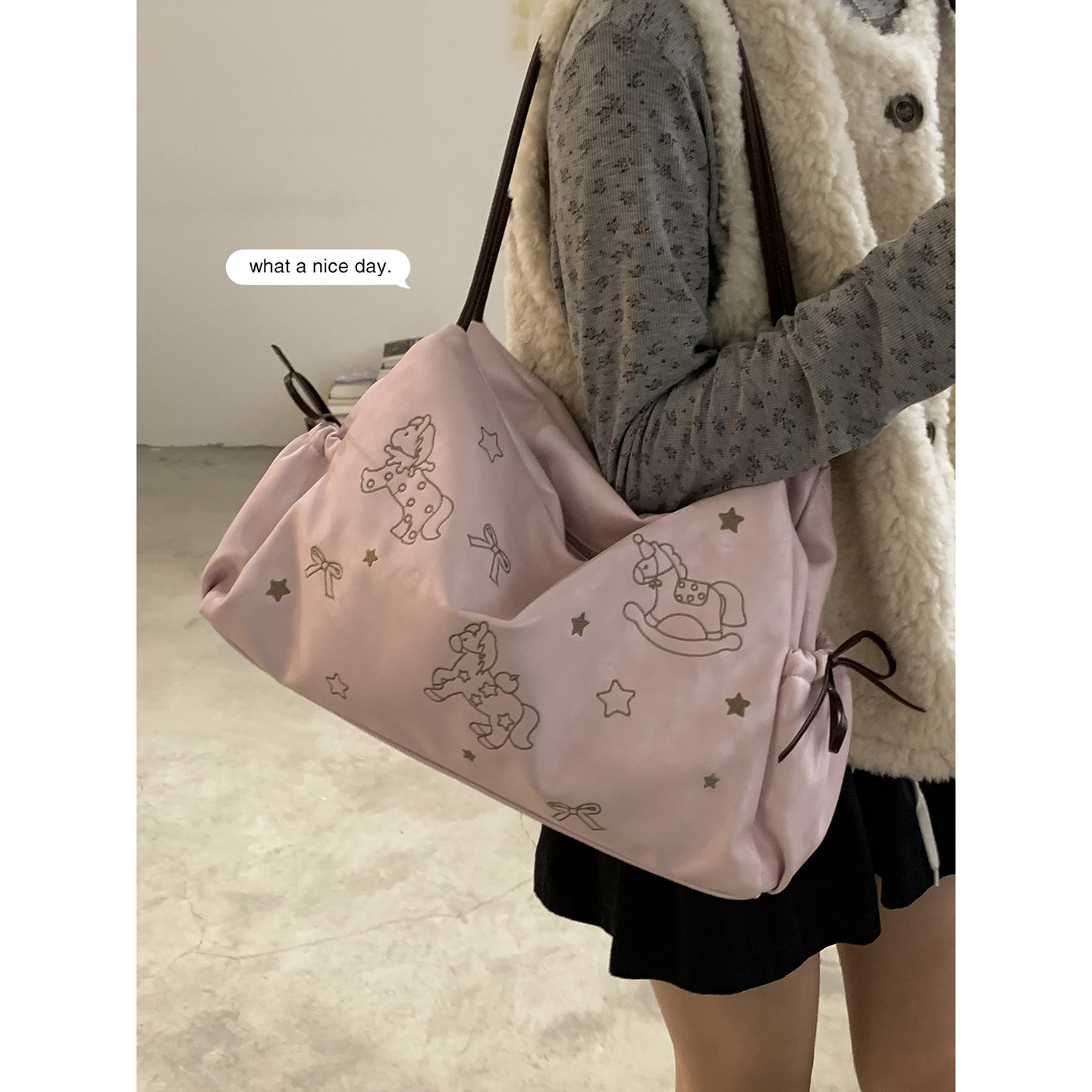 马年可爱小马大容量包包女2025新款潮时尚甜美托特包单肩腋下包,箱包皮具/热销女包/男包,通用款女包,淘宝优惠券,粉丝福利购,淘宝优惠卷