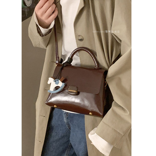 卡乐儿复古小众手提公文包斜挎包