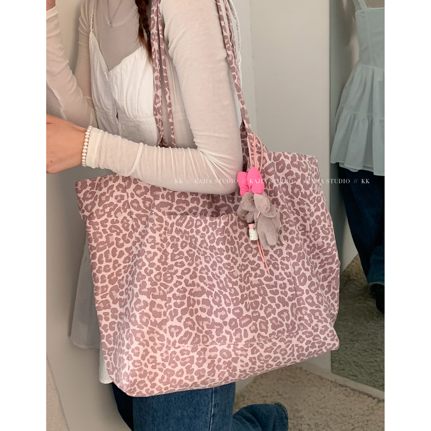 卡乐儿韩版大容量豹纹帆布包