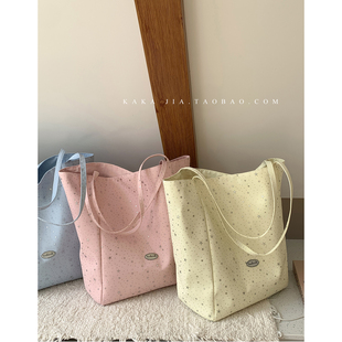 慵懒风托特包大容量购物袋包 潮时尚 夏季 星星帆布包包女2026新款