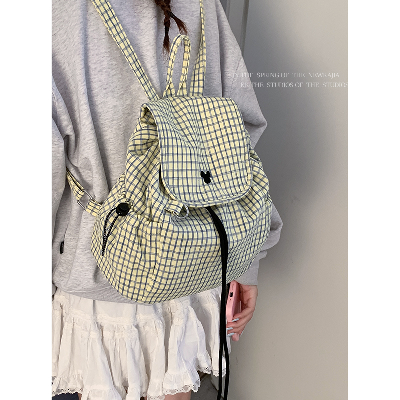 双肩包包女式2025新款学院风时尚格子小背包出游逛街旅行包通勤包