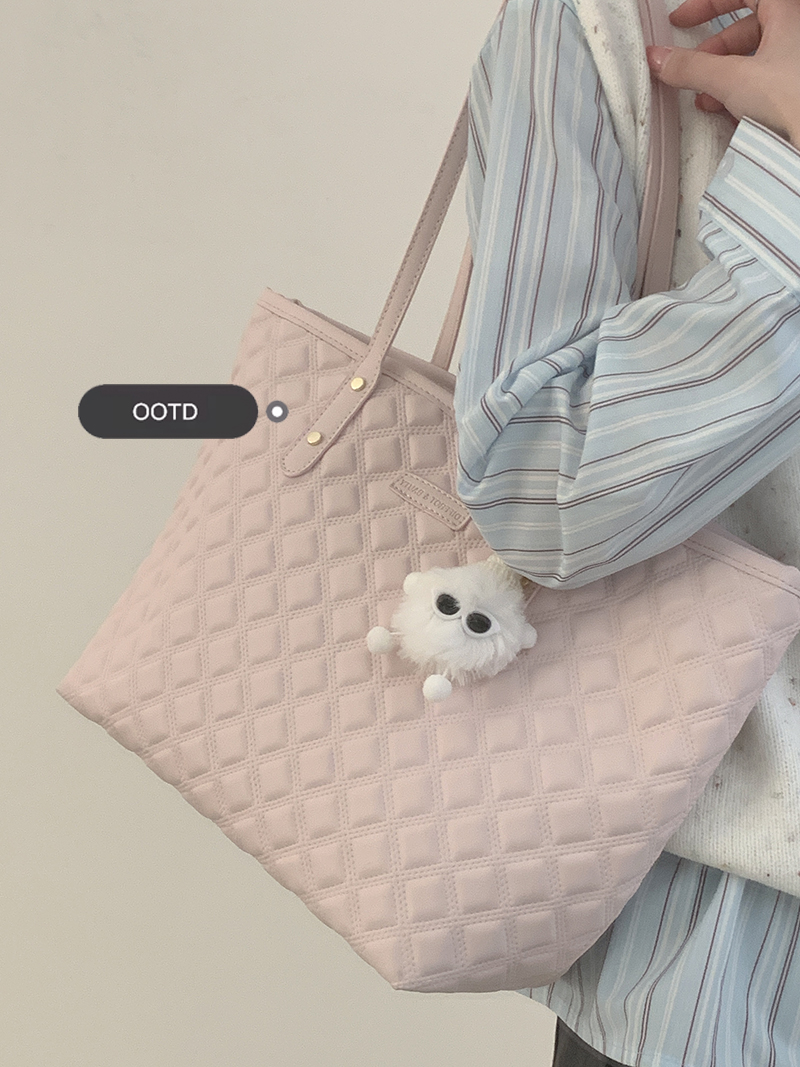 甜美大容量菱格托特包卡乐儿