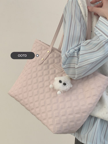 甜美大容量菱格托特包卡乐儿